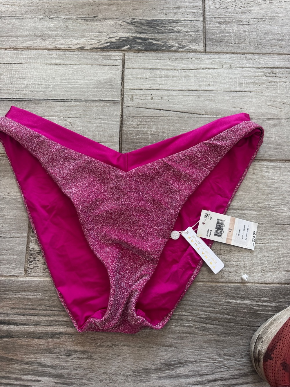 Women's Shimmery Magenta Bikini Bottoms